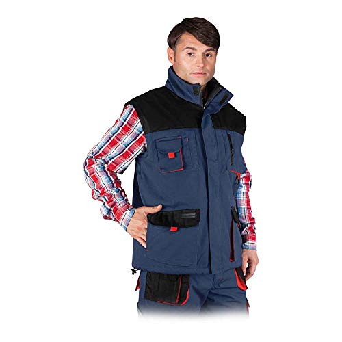 Leber & Hollman Herren Arbeitsweste LH-FMNW-V, gefüttert, 65% Polyester 35% Baumwolle 270 g/m2, Futter 100% Polyester, Hochkragen, vorne Reißverschluss und Klettverschluss, von Leber&Hollman