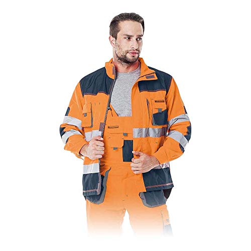 Leber & Hollman Herren Schutzjacke LH-FMN-J, 100% Polyester 270 g/m2, Hochkragen, Reißverschluss und Klettverschlüsse, verlängerte Rückenpartie, Lüftung von Leber&Hollman