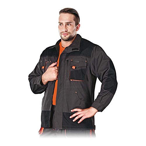 Leber & Hollman Herren Schutzjacke LH-FMN-J, 65% Baumwolle, 35% Polyester, 270 g/m2, Hochkragen, Reißverschluss und Klettverschlüsse, verlängerte Rückenpartie, Lüftung von REIS