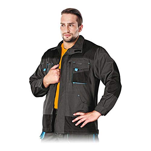 Leber & Hollman Herren Schutzjacke LH-FMN-J, 65% Baumwolle, 35% Polyester, 270 g/m2, Hochkragen, Reißverschluss und Klettverschlüsse, verlängerte Rückenpartie, Lüftung von LEBER & HOLLMAN