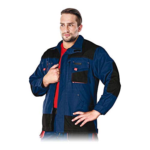 Leber & Hollman Herren Schutzjacke LH-FMN-J, 65% Baumwolle, 35% Polyester, 270 g/m2, Hochkragen, Reißverschluss und Klettverschlüsse, verlängerte Rückenpartie, Lüftung von Leber&Hollman