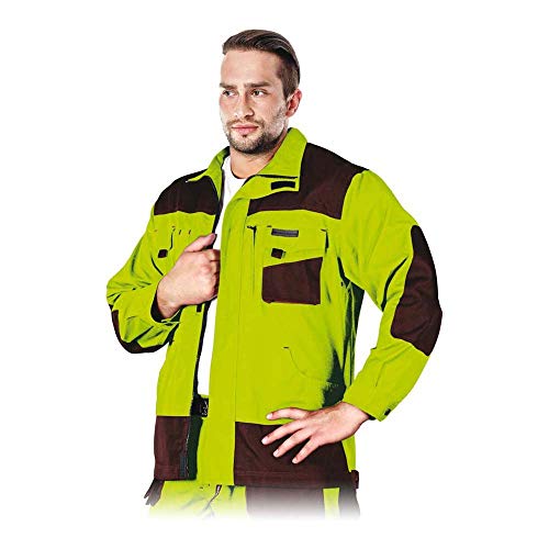 Leber & Hollman Herren Schutzjacke LH-FMN-J, 65% Baumwolle, 35% Polyester, 270 g/m2, Hochkragen, Reißverschluss und Klettverschlüsse, verlängerte Rückenpartie, Lüftung von Leber&Hollman