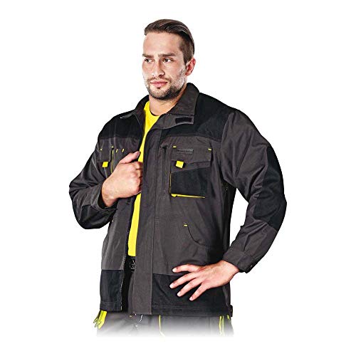 Leber & Hollman Herren Schutzjacke LH-FMN-J, 65% Baumwolle, 35% Polyester, 270 g/m2, Hochkragen, Reißverschluss und Klettverschlüsse, verlängerte Rückenpartie, Lüftung von Leber&Hollman