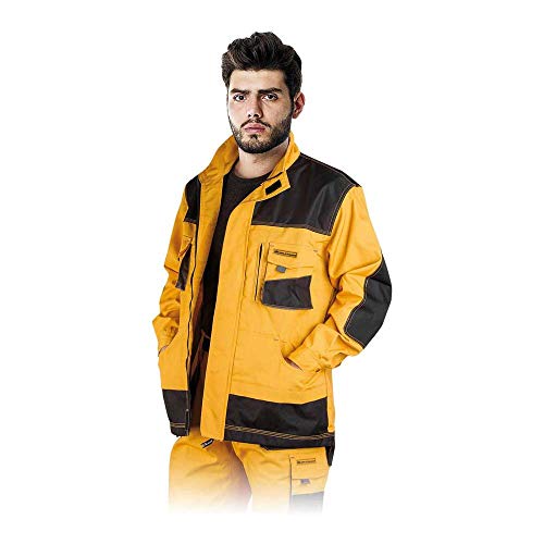 Leber & Hollman Herren Schutzjacke LH-FMN-J, 65% Baumwolle, 35% Polyester, 270 g/m2, Hochkragen, Reißverschluss und Klettverschlüsse, verlängerte Rückenpartie, Lüftung von Leber&Hollman