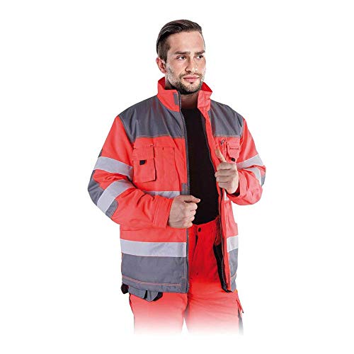 Leber & Hollman Herren Schutzjacke LH-FMNWX-J, 80% Polyester 20% Baumwolle 270 g/m2, Futter 100% Polyester 220 g/m2, Hochkragen, Reiß- und Klettverschluss vorne, Reflexionsstreifen von Leber&Hollman