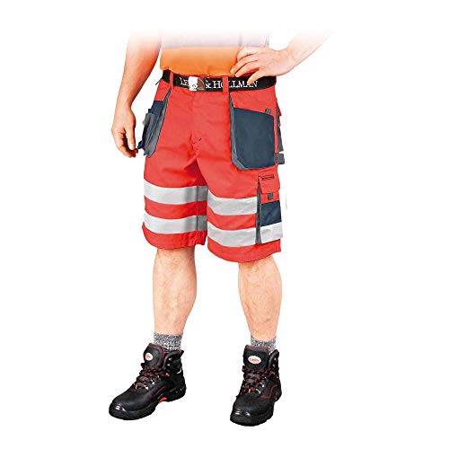 Leber & Hollman Herren kurze Arbeitshose LH-FMNX-TS, 100% Polyester 270 g/m2, Bundhose mit Multifunktionstaschen, Reflexionsstreifen von LEBER & HOLLMAN