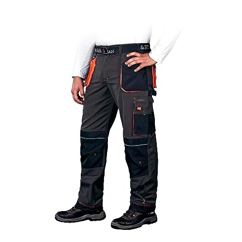 Leber&Hollman LH-FMN-T_SBP50 Formen Schutzhose, Steel-Black-Orange, Größe 50, Höhe 170-176cm, Brustumfang 100-104cm, Taillenumfang 88-92 cm von Leber&Hollman