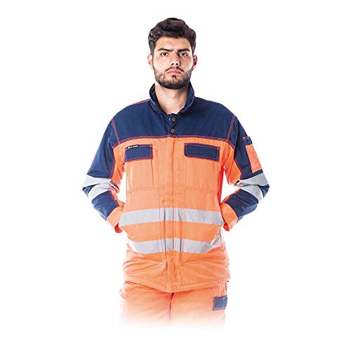 Leber&Hollman LH-Jacwinter_M Vister gefütterte Schutzjacke, Orange-Dunkelblau, M Größe von Leber&Hollman