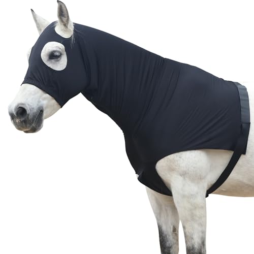 Leberna Lycra Stretch-Pferd Kapuze mit Reißverschluss - vollen Gesicht-Hals-Abdeckung M Schwarz Leberna Lycra Stretch-Pferd Kapuze mit Reißverschluss - vollen Gesicht-Hals-Abdeckung M Schwarz von Leberna