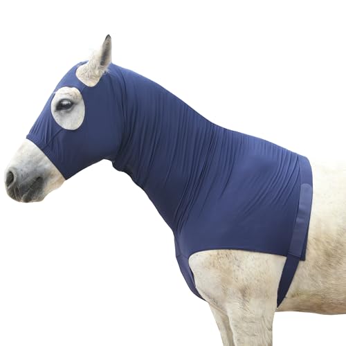 Leberna Lycra Stretch-Pferd Kapuze mit Reißverschluss - vollen Gesicht-Hals-Abdeckung S Marine Leberna Lycra Stretch-Pferd Kapuze mit Reißverschluss - vollen Gesicht-Hals-Abdeckung S Marine von Leberna