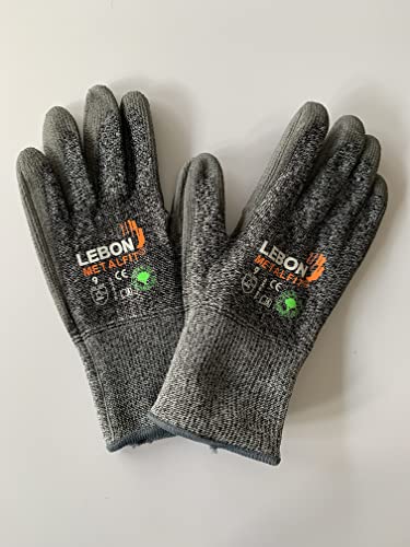 Lebon 1 Paar METALFIT Schnittschutzhandschuhe Grau (9 / L) von Lebon
