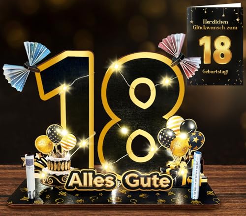 18 Geburtstag Geschenk, Geldgeschenke 18.Geburtstag mit LED Geburtstagskarte, Tischdeko Geburtstag 18 FarbdruckHolz, 18. Geldgeschenk Geburtstagsgeschenk für Mädchen Junge 18 Geburtstag Geschenk, Geldgeschenke 18.Geburtstag mit LED Geburtstagskarte, Tischdeko Geburtstag 18 FarbdruckHolz, 18. Geldgeschenk Geburtstagsgeschenk für Mädchen Junge von Leboria