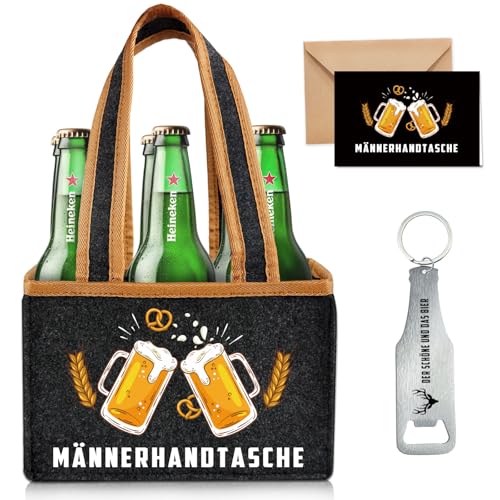 Lustige Geschenke für Männer, Männerhandtasche Bier mit Flaschenöffner Grußkarten, Filz Bier Tragetasche für 6 Bierflaschen, Männer Weihnachtsgeschenke Junggesellenabschied Silvester Lustige Geschenke für Männer, Männerhandtasche Bier mit Flaschenöffner Grußkarten, Filz Bier Tragetasche für 6 Bierflaschen, Männer Weihnachtsgeschenke Junggesellenabschied Silvester von Leboria