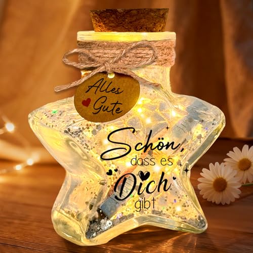 Personalisierte Geschenke für Frauen - LED Flaschenlicht mit Schön dass es Dich gibt, Ideal als Geldgeschenke Geburtstag oder Weihnachtsgeschenke für Beste Freundin Herzensmensch von Leboria