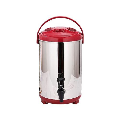 Edelstahl-Isolierfässer, exquisite, langlebige Wärmedämmung for Getränke, Milcheimer, Aufbewahrungsbehälter, Kaffeeabdeckung aus Stahl (Color : Steel Red Cover) von LecMy