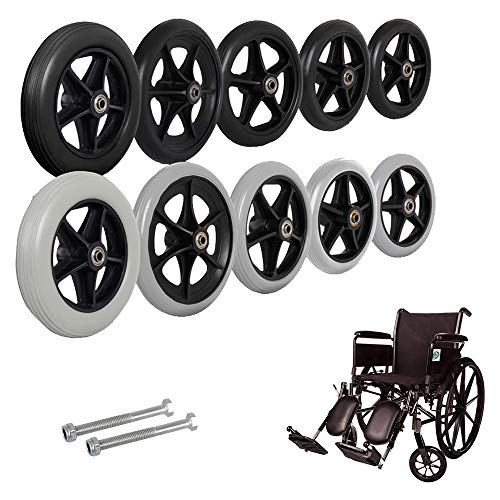 LecMy Rollstuhl-Vorderrolle 6 Zoll, 7 Zoll, 8 Zoll, Pvc-Räder, Verschleißfester Vollreifen, Für Rollstühle, Rollatoren, Gehhilfen, 2 Stück/Schwarz/19 cm (Dick) von LecMy