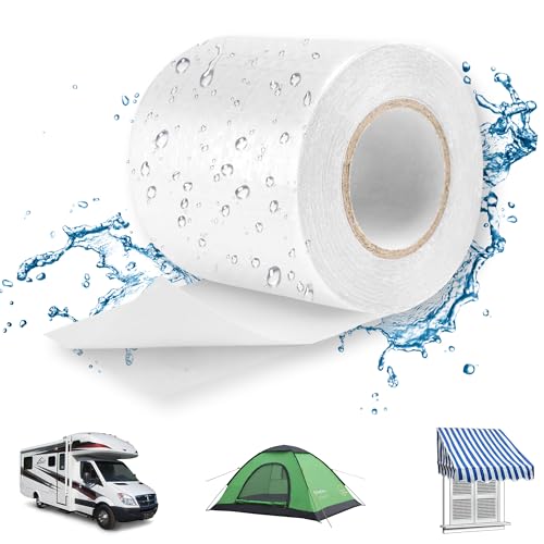 Lechin Lkw Plane Reparaturset, 5,7cm x 5m Zelt Reparaturset, Professionell Reparaturband Wasserdicht, PE Textilklebeband für Lkw Abdeckplane Markise Zelt, Transparent von Lechin