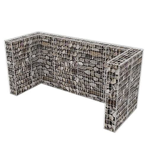 Lechnical Gabionen-Mülltonnenverkleidung für 3 Tonne Drahtkörbe für Steine Steinkörbe Steingabionen Stahl 250x100x120cm von Lechnical