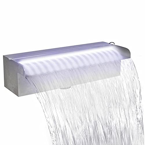 Lechnical Pool-Wasserfall Fontäne mit LEDs Rechteckig Teich Pool Brunnen Pool-Fontaene Wasserfontaene Edelstahl 30 x 11,5 x 8 cm von Lechnical