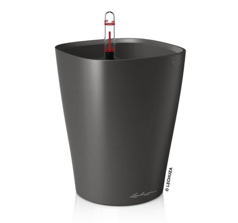 Lechuza® Blumentopf Pflanzgefäß DELTINI ALL-IN-ONE Metallic Anthrazit (1 St) von Lechuza®