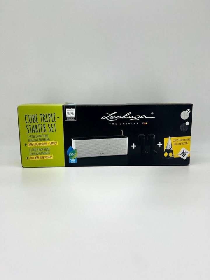 Lechuza® Kräutertopf Cube Color Triple mit Stick-System und Kräuterschere (Komplettset) von Lechuza®
