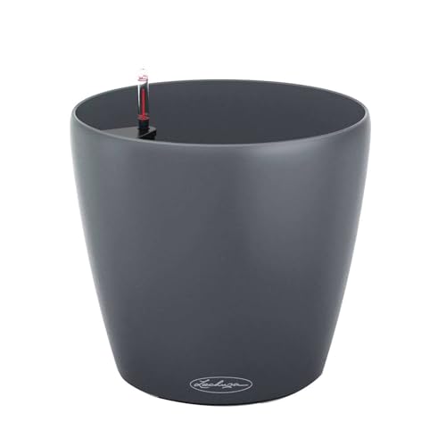 LECHUZA-Pflanzgefäß Classico Color ECO 18 Grau | Pflanzgefäß mit Bewässerungssystem und Wasserstandsanzeiger|aus 100% recyceltem Kunststoff | Matte Oberfläche | Ø 19 x 17 cm | 18903 von Lechuza