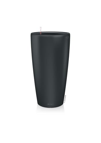 LECHUZA-Pflanzgefäß Rondo Premium 32 Basaltgrau matt| Pflanzsäule mit Bewässerungssystem, Wasserstandsanzeiger und Pflanzeinsatz | Matte Oberfläche | Ø 32,5 x 56,5 cm | 15781 von Lechuza
