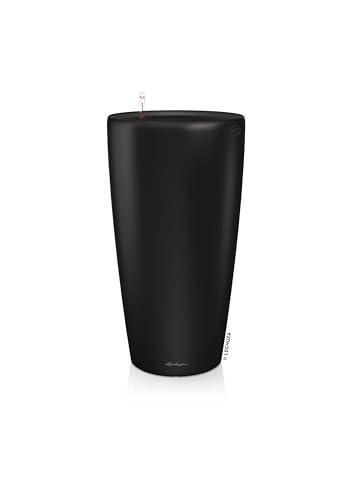 LECHUZA-Pflanzgefäß Rondo Premium 32 Schwarz matt | Pflanzsäule mit Bewässerungssystem, Wasserstandsanzeiger und Pflanzeinsatz | Matte Oberfläche | Ø 32,5 x 56,5 cm | 15785 von Lechuza