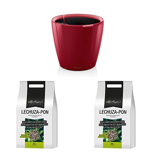 Lechuza 16087 Classico Premium LS 43 Herausnehmbarer Pflanzeinsatz mit patentiertem Griffrahmen+PON 12L Pflanzsubstrat, Neutral+PON 18L Pflanzsubstrat, Neutral von Lechuza