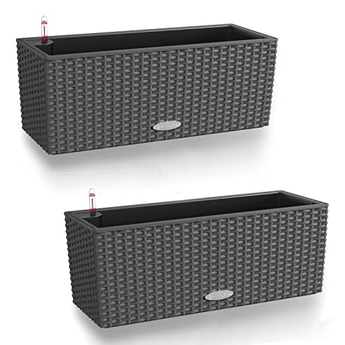 Lechuza 2er Set BALCONERA Cottage 50 Selbstbewässernder Pflanzkübel Kunststoff Innen und Außen Blume Rattan Optik Pflanzkübel und Fensterkasten mit Drainageloch H19 L50 B19 cm Granit Lechuza 2er Set BALCONERA Cottage 50 Selbstbewässernder Pflanzkübel Kunststoff Innen und Außen Blume Rattan Optik Pflanzkübel und Fensterkasten mit Drainageloch H19 L50 B19 cm Granit von Lechuza