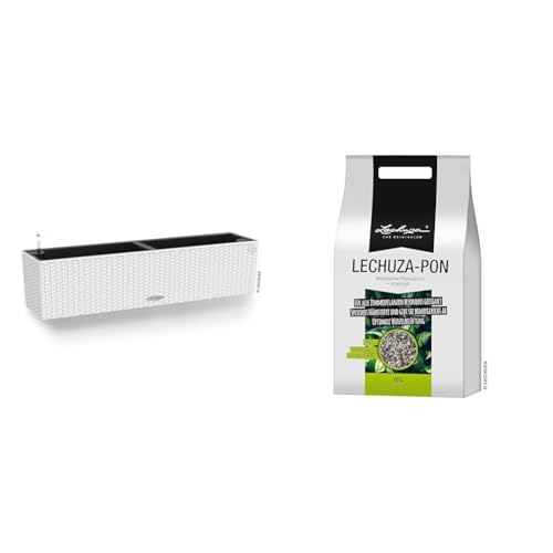 Lechuza BALCONERA Cottage 80 weiß 15610 & "PON 18 Liter Pflanzsubstrat, Neutral von Lechuza