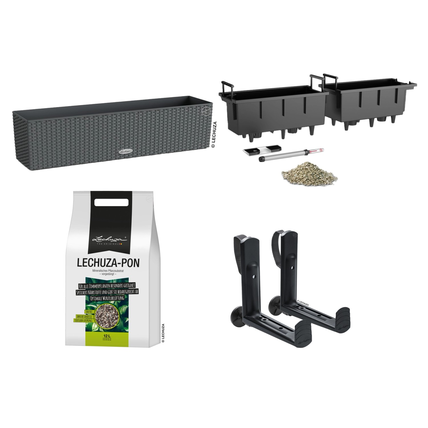 Lechuza Balkonkasten Balconera 79 cm x 19 cm x 19 cm Granit Starter-Set Lechuza Balkonkasten Balconera 79 cm x 19 cm x 19 cm Granit Starter-Set von Lechuza