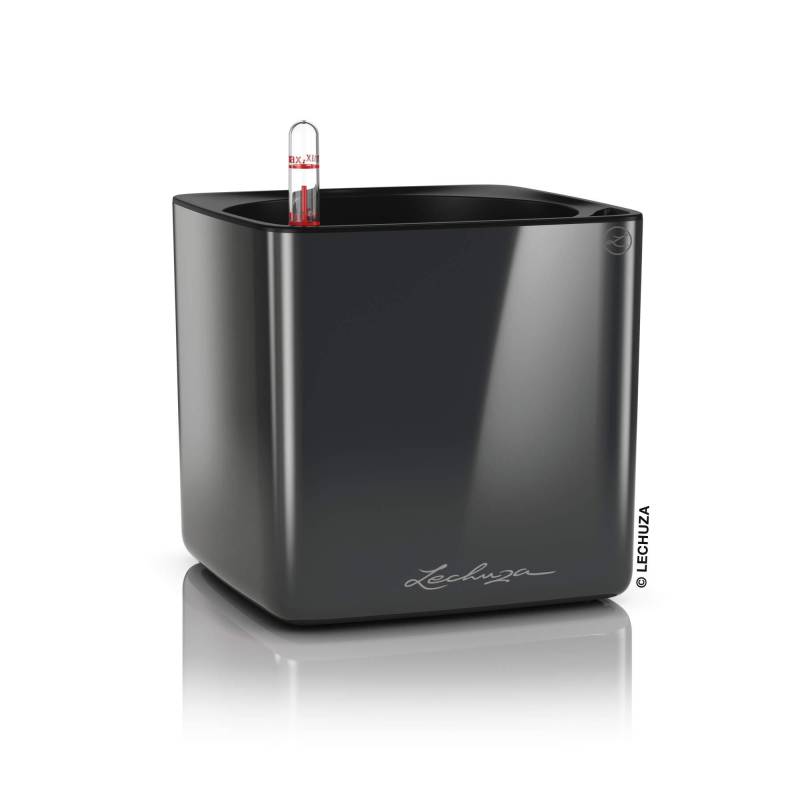 Lechuza Blumentopf klein Cube Glossy 16 Anthrazit highgloss von geobra Brandstätter Stiftung & Co. KG LECHUZA