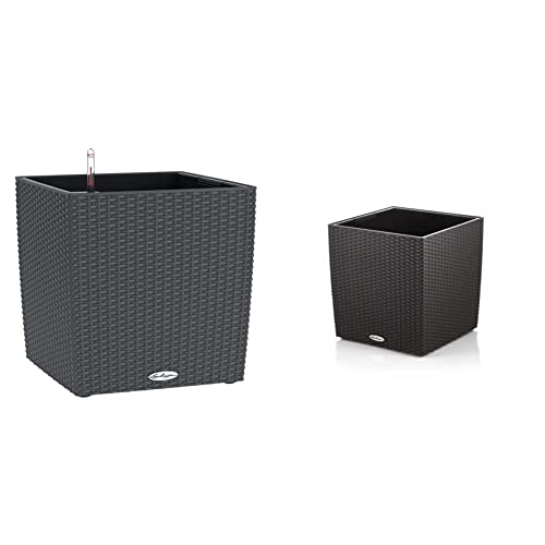 Lechuza "CUBE Cottage 40" Pflanzgefäß mit ERD-Bewässerungs-System, Granit, 40 x 40 x 40 cm & CUBE Cottage 30" Pflanzgefäß mit ERD-Bewässerungs-System, Granit, 30 x 30 x 30 cm von Lechuza