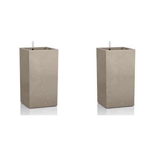 Lechuza Komplett-Set für den Garten 40x40x76 cm beige & Canto Stone 30 high, Sandbeige, Hochwertiger Kunststoff, Inkl. Bewässerungssystem, Herausnehmbarer Pflanzeinsatz, 13601 von Lechuza
