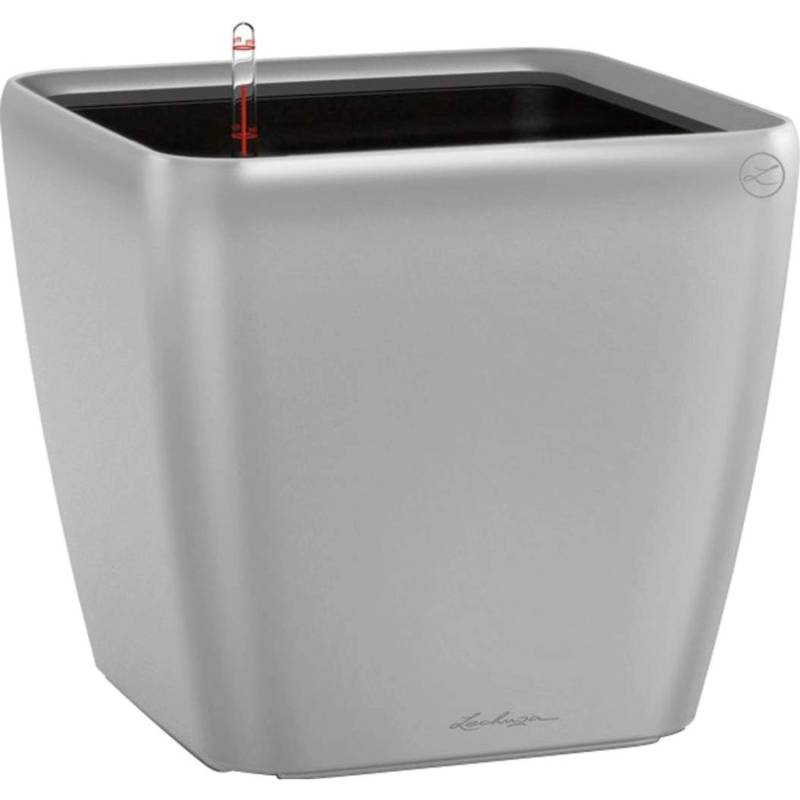 Lechuza Pflanzgefäß Quadro Premium LS 43 cm x 43 cm x 40 cm Silber metallic von Lechuza