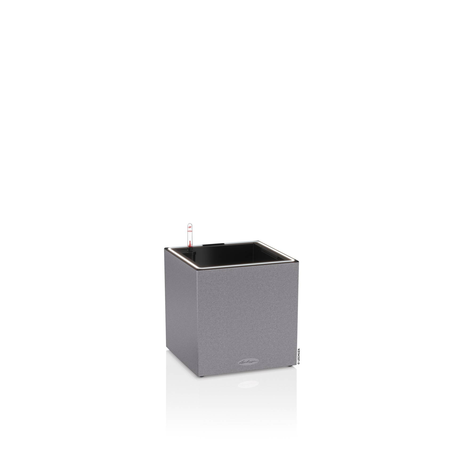 Lechuza Pflanzkübel eckig Canto Stone Low 40 LED steingrau von geobra Brandstätter Stiftung & Co. KG LECHUZA