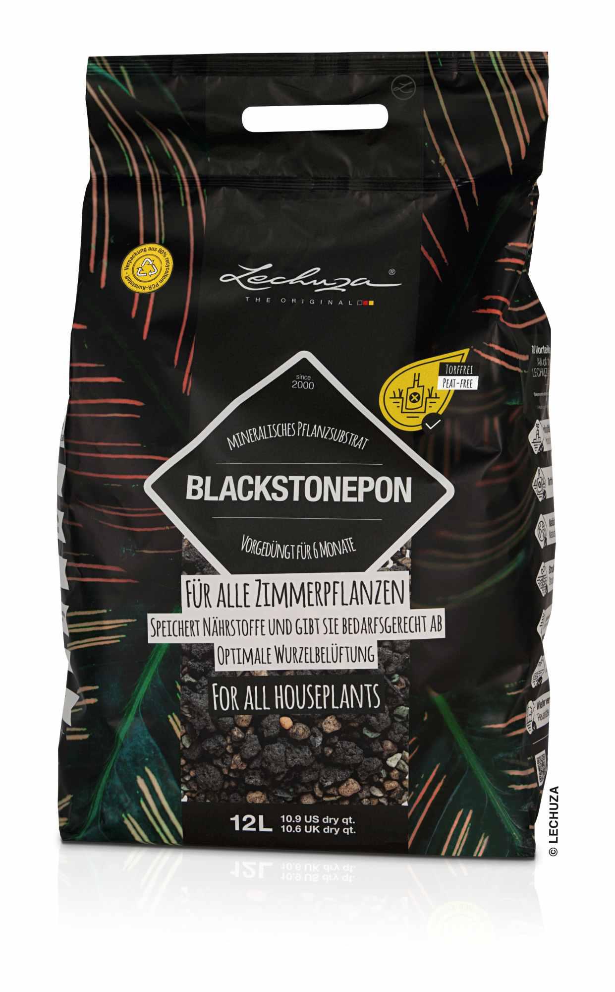Lechuza Substrat Blackstonepon 12L vorgedüngt torffrei 19556 von geobra Brandstätter Stiftung & Co. KG LECHUZA