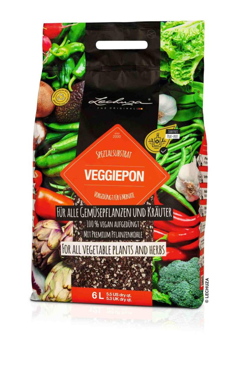 Lechuza Substrat Veggiepon 6L Gemüse Vegan torffrei von geobra Brandstätter Stiftung & Co. KG LECHUZA