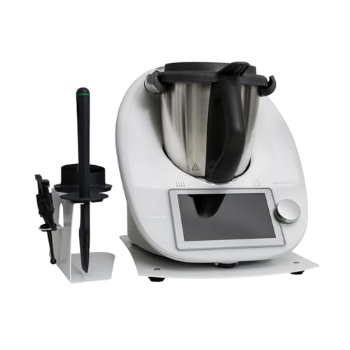 SET-ANGEBOT Gleitbrett + Zubehörhalter kompatibel mit dem Thermomix TM6 Weiß von Leckerhelfer