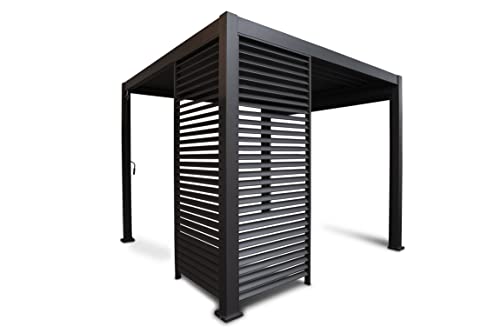 LECO-Lamellenpergola Deluxe – stilvolle Aluminium-Pergola 4 x 3 m mit Lamellen – anthrazit (Anthrazit, Lamellenwand 123 cm) von Leco