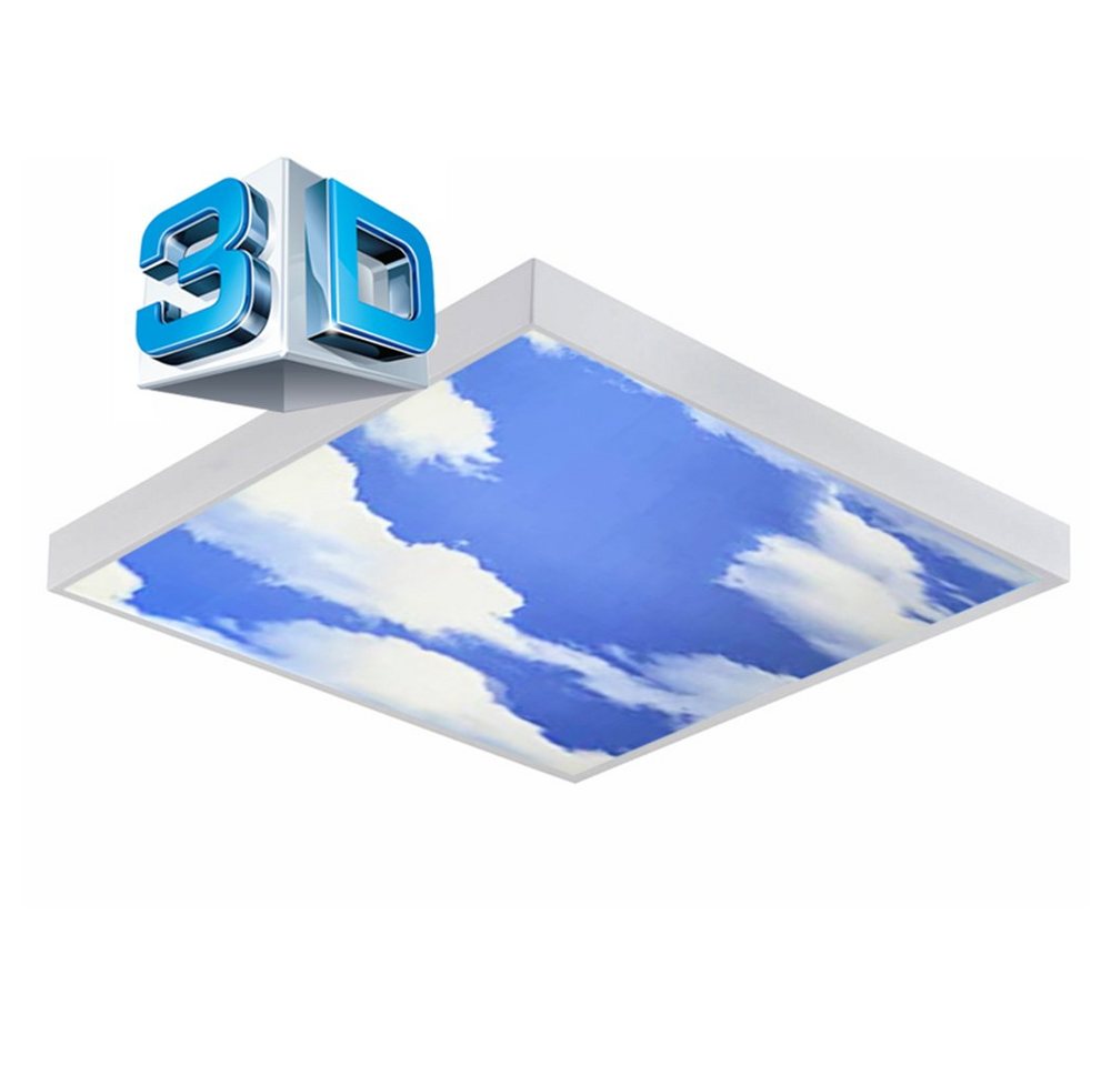 Lecom Deckenleuchten 62x62 Aufputz 3D LED Panel Deckenleuchte, Deckenlampe Panel für Wand und Decke inkl. Aufbaurahmen von Lecom