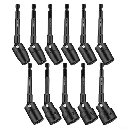 100 mm Sechskantschaft Steckschlüsseladapter mit 360-Grad-Drehung, kompatibel mit verschiedenen Werkzeugen (12 mm) von Lecreatekit