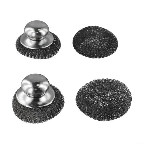 2 ergonomische Edelstahlbürsten mit Ersatzköpfen für effizientes Kochgeschirr zur Reinigung von Lecreatekit
