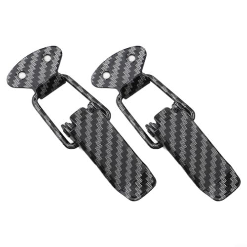2 x Auto-Stoßstangen-Verschlussclips, Schnellspanner, Haken-Stil, Kohlefaser für sichere Verriegelung von Fahrzeugpaneelen und Heckklappen von Lecreatekit
