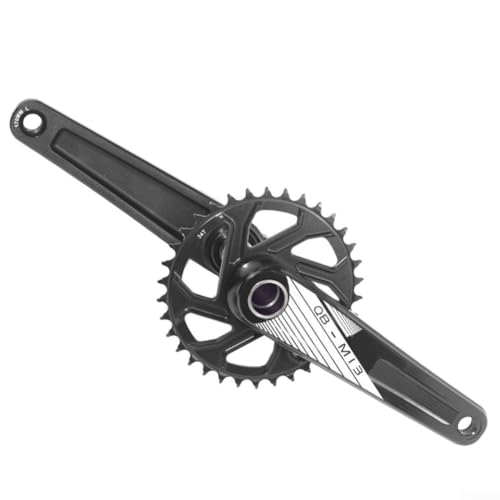 3-Bolzen Fahrrad-Kurbelgarnitur, Aluminium, 34T, einzelnes schmales breites Kettenblatt mit 68 mm Tretlager-Installation für 9- und 12-Gang-Straßenfahrräder (schwarz) von Lecreatekit