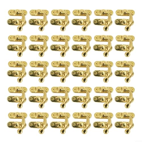 30 Stück Eisen-Vintage-Haspen-Schlösser für Schmuckschatullen und dekorative Bastelarbeiten (Gold) von Lecreatekit