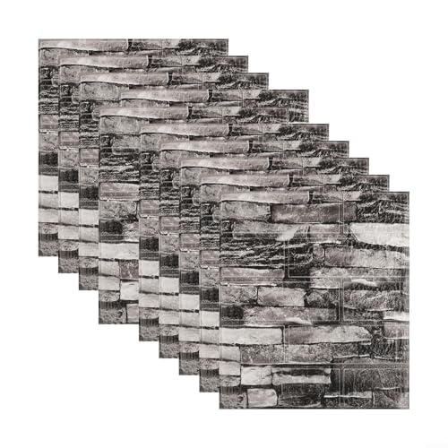 3D-Wandpaneele verwandeln Ihren Wohnraum mit wasserdichten und einfach anzubringenden Aufklebern (Rock Black) von Lecreatekit