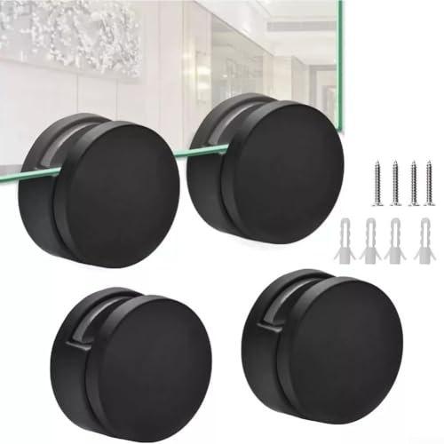 4 Stück Glasspiegel Zinklegierung Clip feste Unterstützung Badezimmer Spiegel Halter schwarz verstellbar für starke 3 mm 5 mm Glasinstallation von Lecreatekit