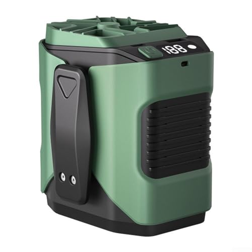 6000 mAh Multifunktions-Ventilator mit Clip, leicht, wiederaufladbar, mit 100 Geschwindigkeitsstufen, Kühlung für Outdoor-Abenteuer (grün) von Lecreatekit